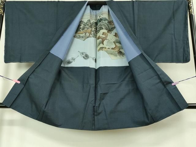 平和屋着物□極上 男性 本場大島紬 アンサンブル 長羽織 100亀甲 総