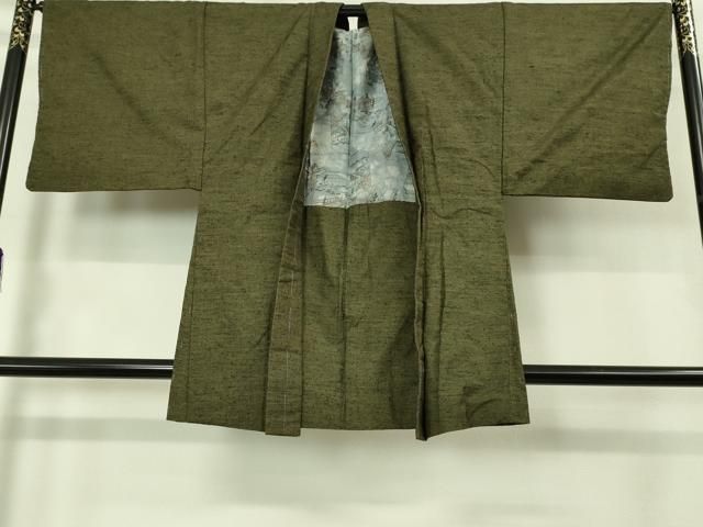平和屋着物●極上　男性　紬　アンサンブル　国防色　逸品　未使用　DZAB2161kh6 平和屋着物○極上 男性 紬 アンサンブル 国防色 逸品 未使用