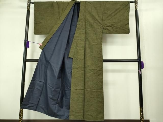 平和屋着物●極上　男性　紬　アンサンブル　国防色　逸品　未使用　DZAB2161kh6 平和屋着物○極上 男性 紬 アンサンブル 国防色 逸品 未使用