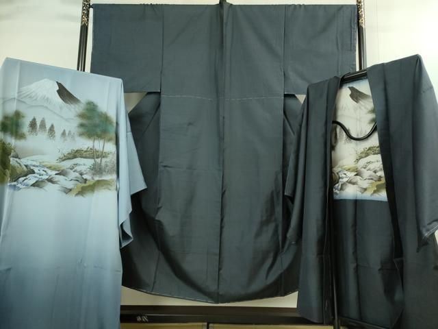 平和屋着物□極上 男性 本場大島紬 アンサンブル 長襦袢(袷)・長羽織