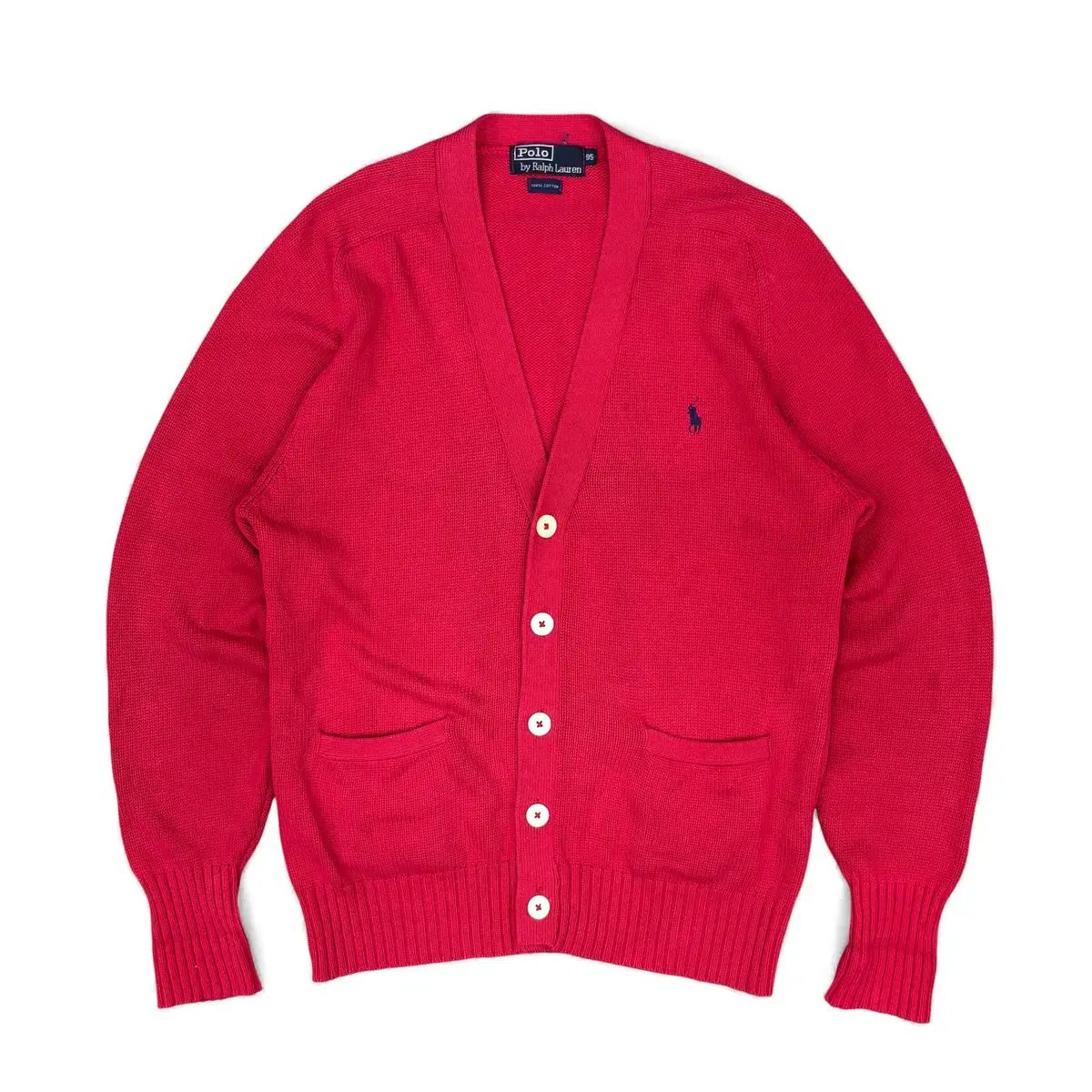 古着 90s Polo Ralph Lauren ワンポイント ソリッド コットン ニット 