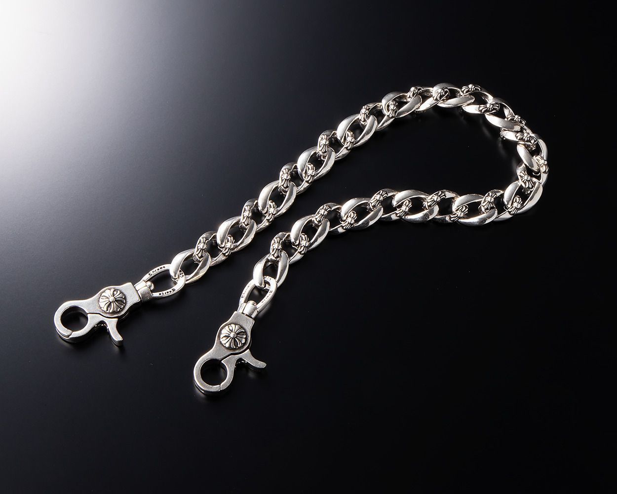 ウォレットチェーン　925刻印！　クロス シルバー925 ウォレットチェーン クロス ナスカン S字フック 全長54cm