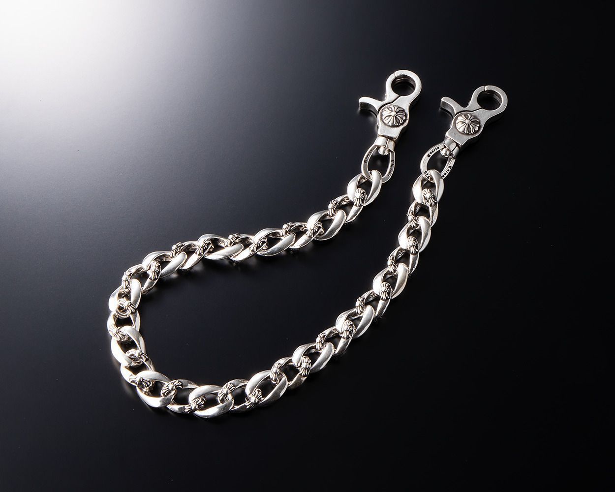 シルバー925 ウォレットチェーン タイニーチェーン クロス刻印