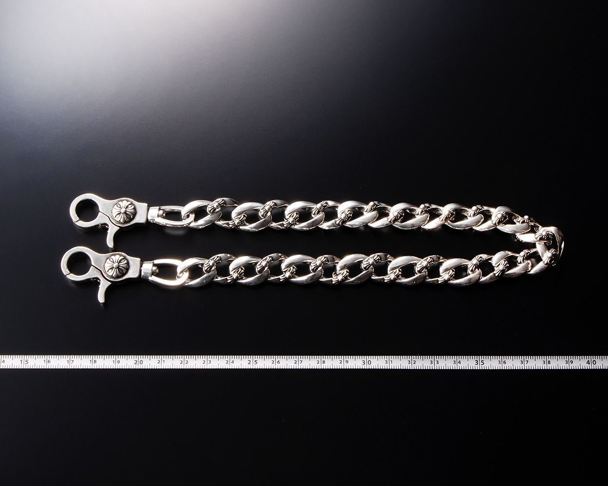 ウォレットチェーン　シルバー925 （キーリング付き） シルバー925 ウォレットチェーン タイニーチェーン クロス刻印