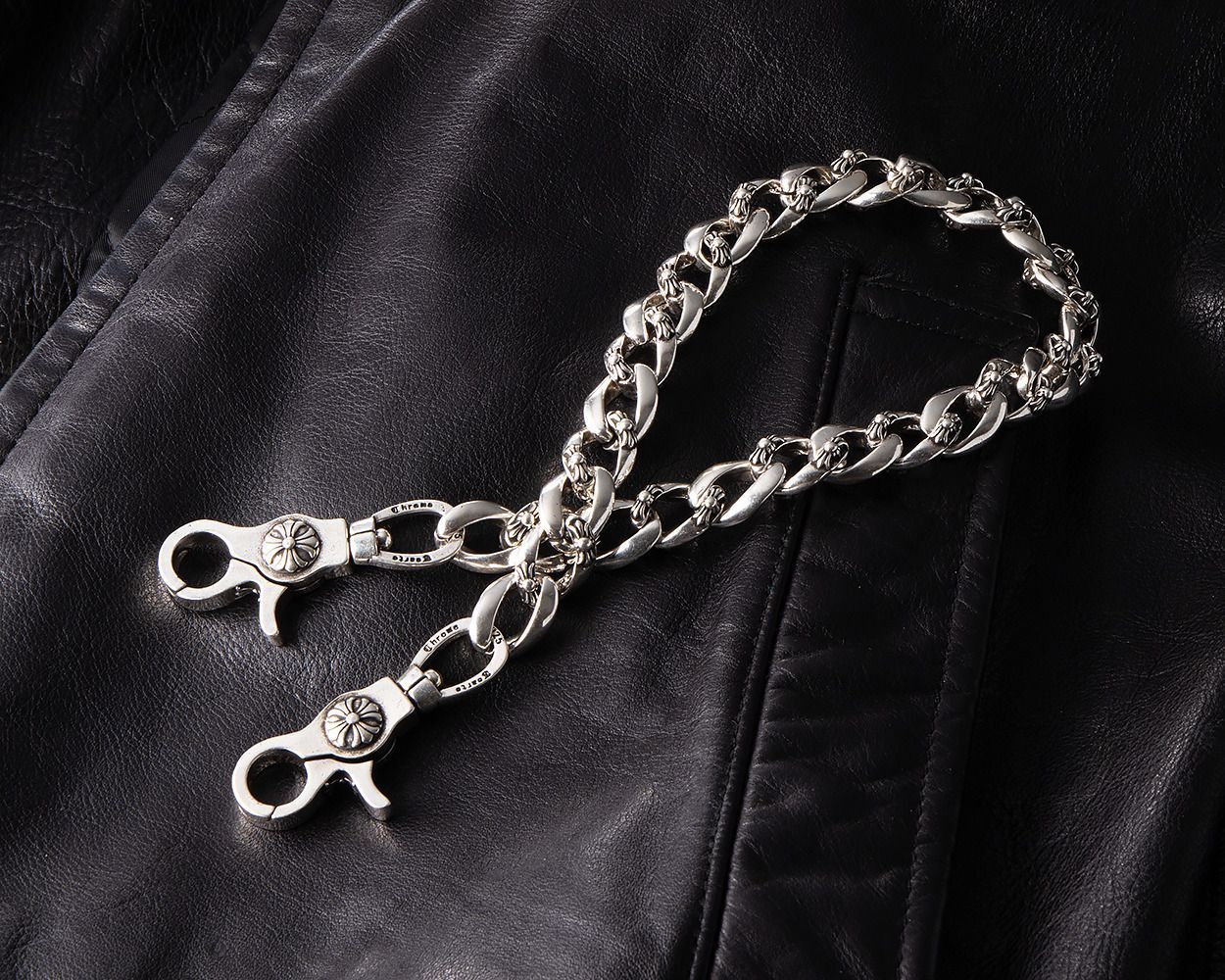 シルバー925 ウォレットチェーン タイニーチェーン クロス刻印