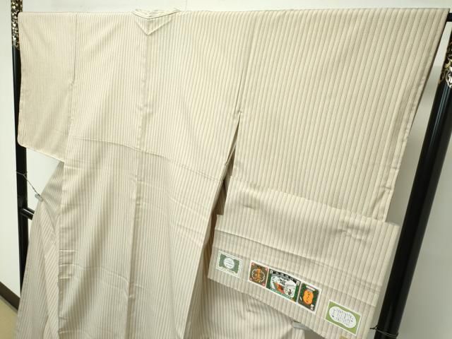 平和屋着物●極上　本塩沢　やまだ織　縞　阿部芳子作　証紙付き　逸品　未使用　CZAA4666s6 平和屋着物○極上 本塩沢 やまだ織 縞 阿部芳子作 証紙付き 逸品 未