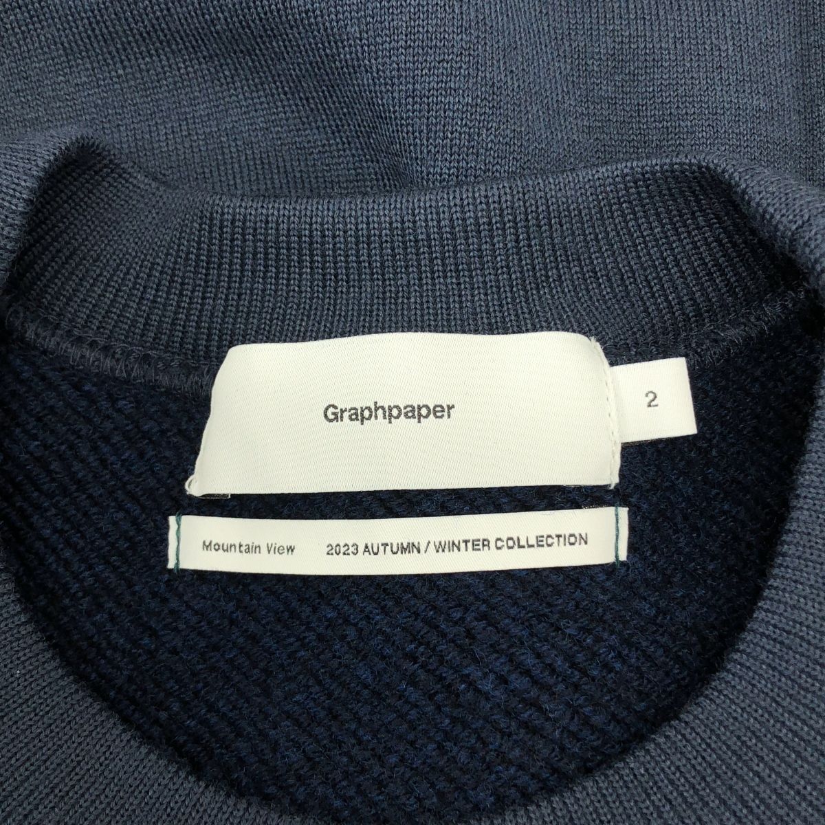 【美品】  Graphpaper / グラフペーパー | Bulky Wool Terry Crew Neck Sweat ウール コットン クルーネック スウェット | 2 | ネイビー | メンズ 美品】 Graphpaper / グラフペーパー | Bulky Wool Terry Crew Neck