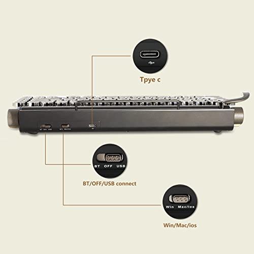 タイプライター型 レトロ メカニカルキーボード LEDバックライト 83