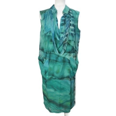 ●エスカーダ●新品●シルク●ワンピース●定価27万円のお品☆お値打ち品 エスカーダ ESCADA シルクプリントワンピース ノースリーブ ミディ丈