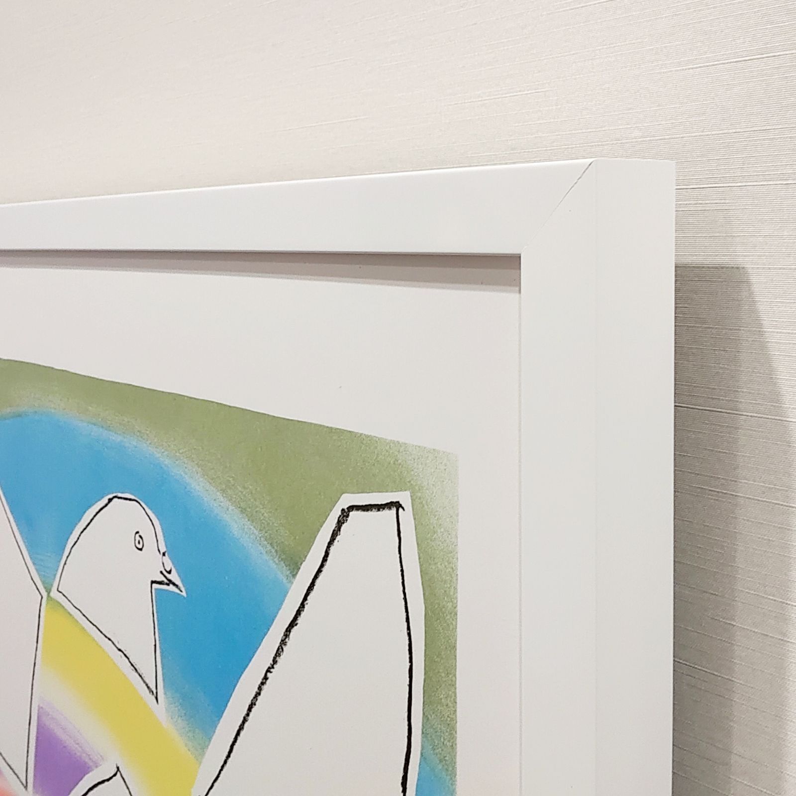 ピカソ 虹と鳩 1988年 リトグラフポスター 版画 ムルロー工房 額縁