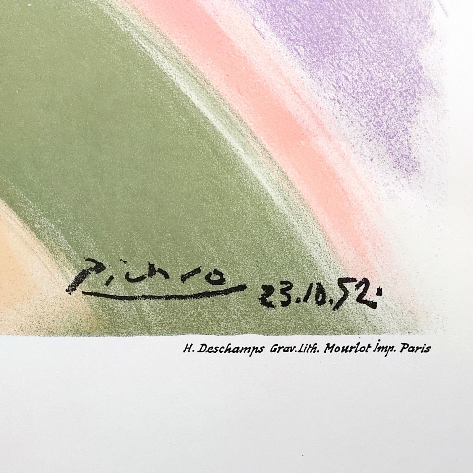 ピカソ 虹と鳩 1988年 リトグラフポスター 版画 ムルロー工房 額縁