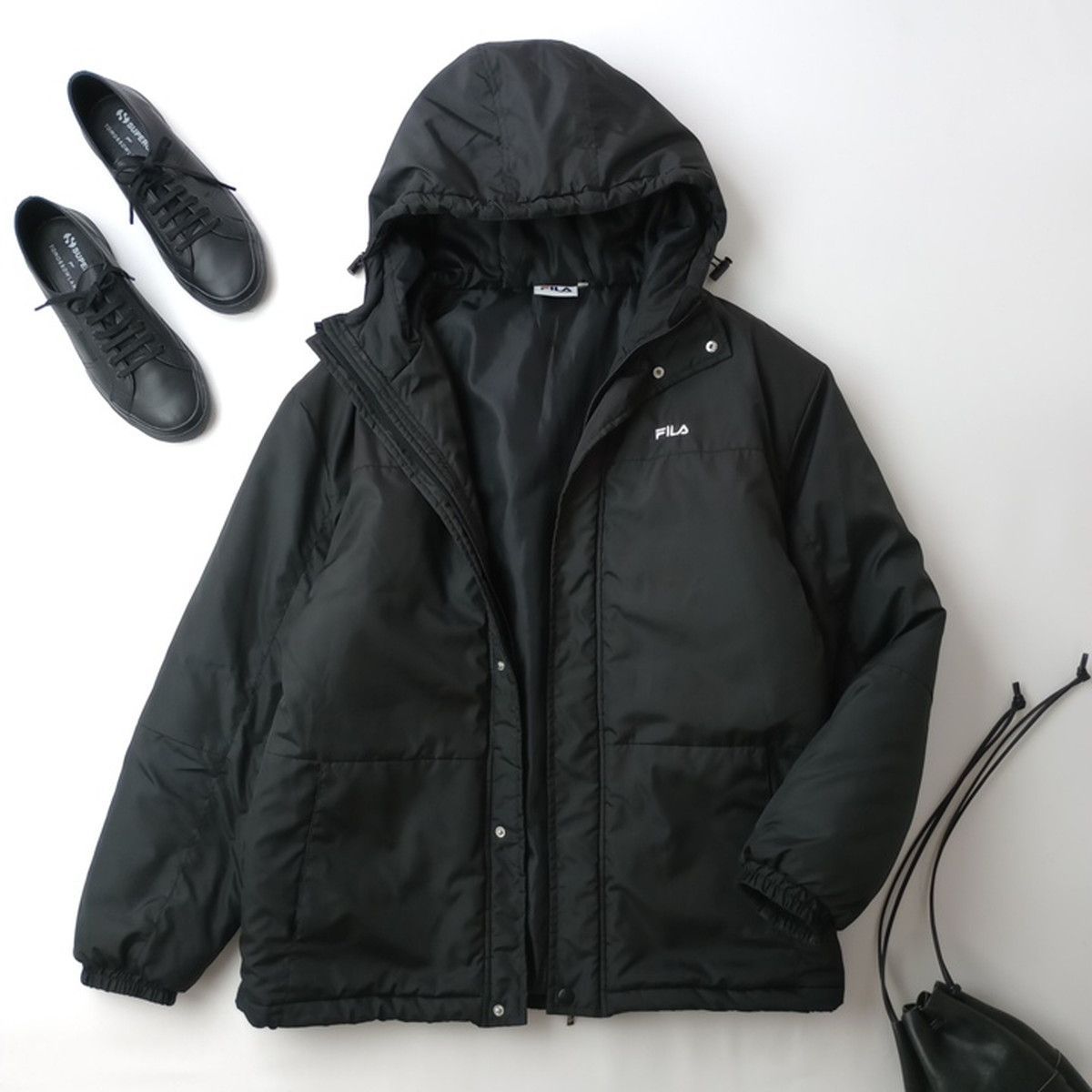 FILA ジャケット 黒 セール】【FILA:フィラ】中綿オールウェザージャケット（ブルゾン