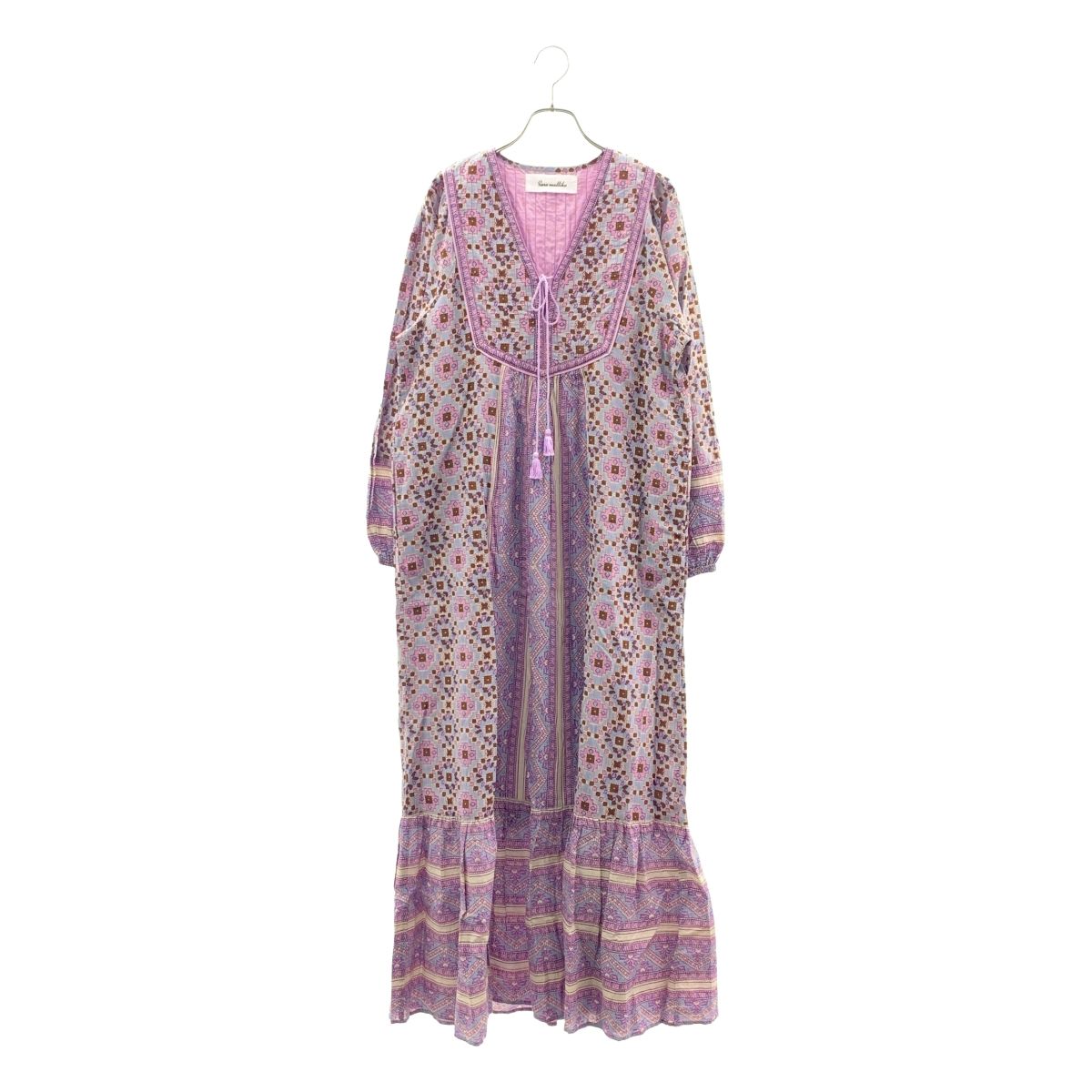 新品同様✨サラマリカ　カリーナ　スクエアプリント タッセル ドレス　ワンピース sara mallika / サラマリカ | Kareena Square Print Tassel Dress