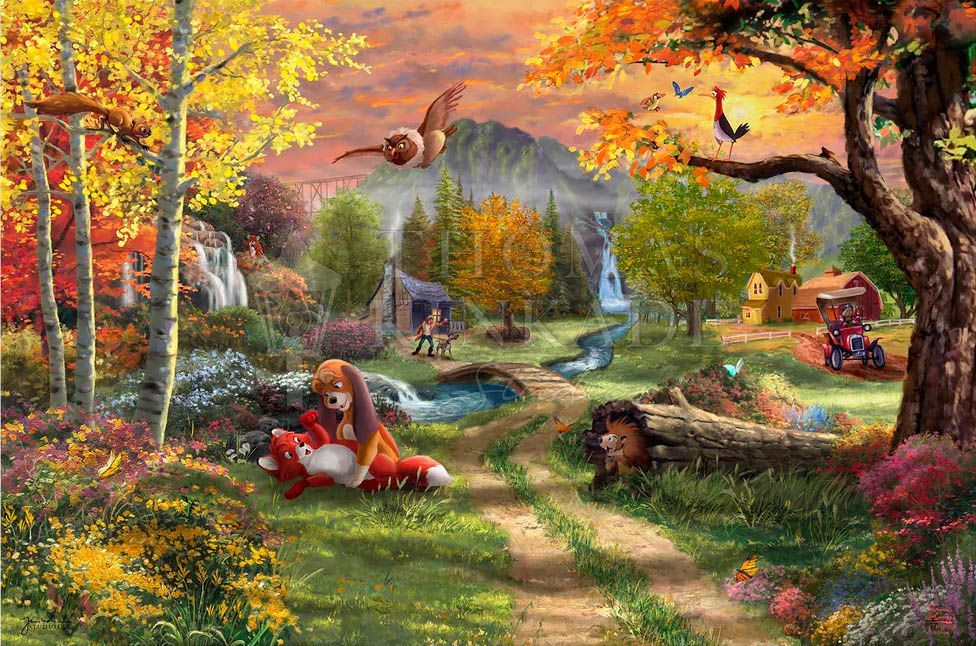 ディズニー/トーマス キンケード「きつねと猟犬」作品証明書 展示用