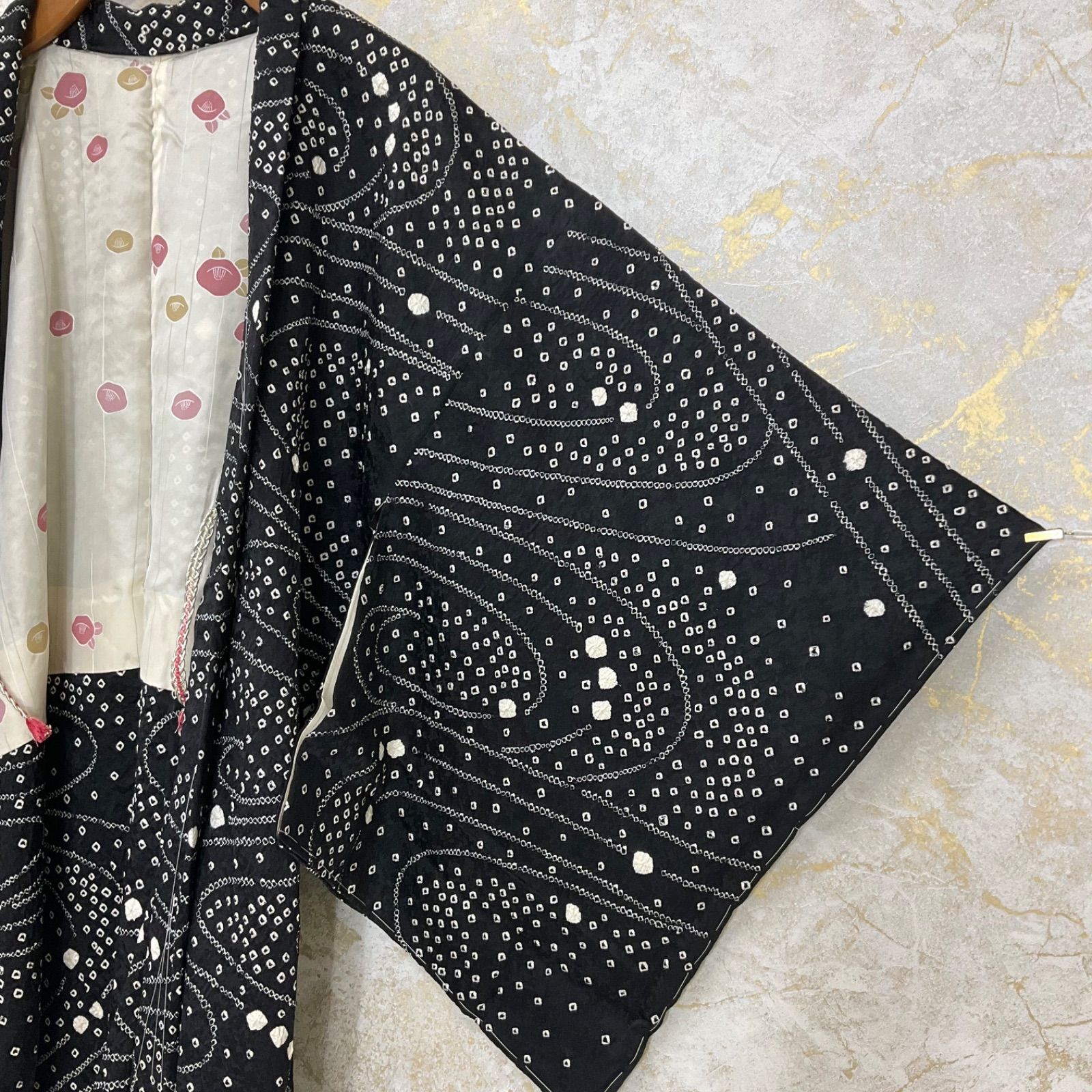 one◆kimonoarisa◆♥同然◆日本の総手絞り◆正絹◆羽織◆正絹◆裄68.5丈82.5◆裄長◆長羽織道中着道行コート着物帯小紋普段着名古屋帯洒落袋帯半幅帯