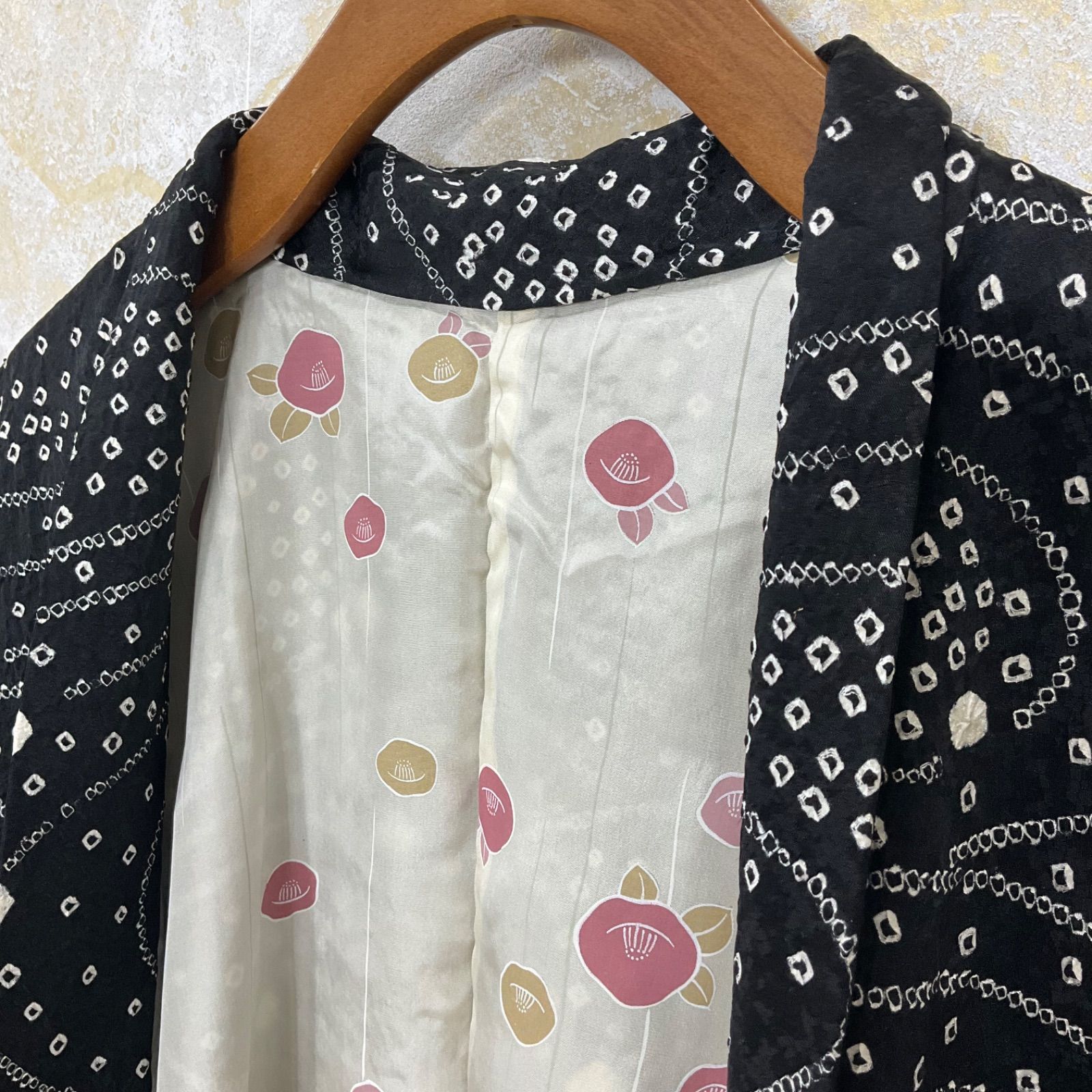 kimono one◆kimonoarisa◆♥同然◆日本の総手絞り◆正絹◆羽織◆正絹◆裄68.5丈82.5◆裄長◆長羽織道中着道行コート着物帯小紋普段着名古屋帯洒落袋帯半幅帯 羽織 着物 浴衣 レディース