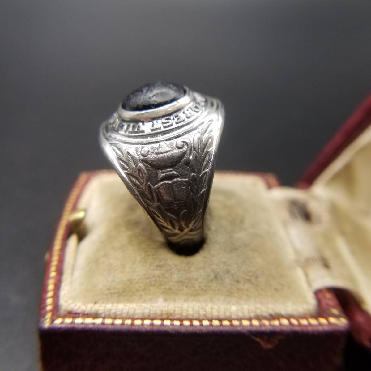 50's College Seal & Crest Co. ヴィンテージ クラスリング Forest View High Schoo カレッジシグネット 925 シルバー 銀 指輪 黒石 10Y-N 50's College Seal & Crest Co. ヴィンテージ クラスリング Forest