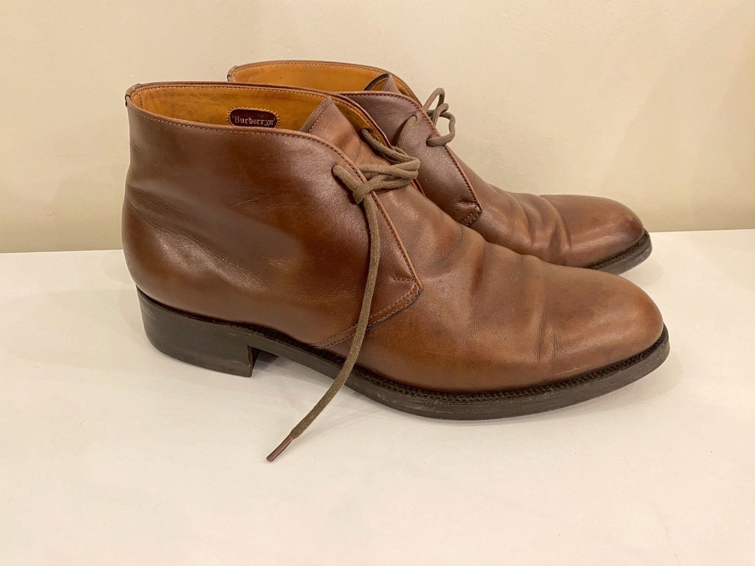 □Burberry バーバリー ブラウンレザー チャッカブーツ□ - メルカリ