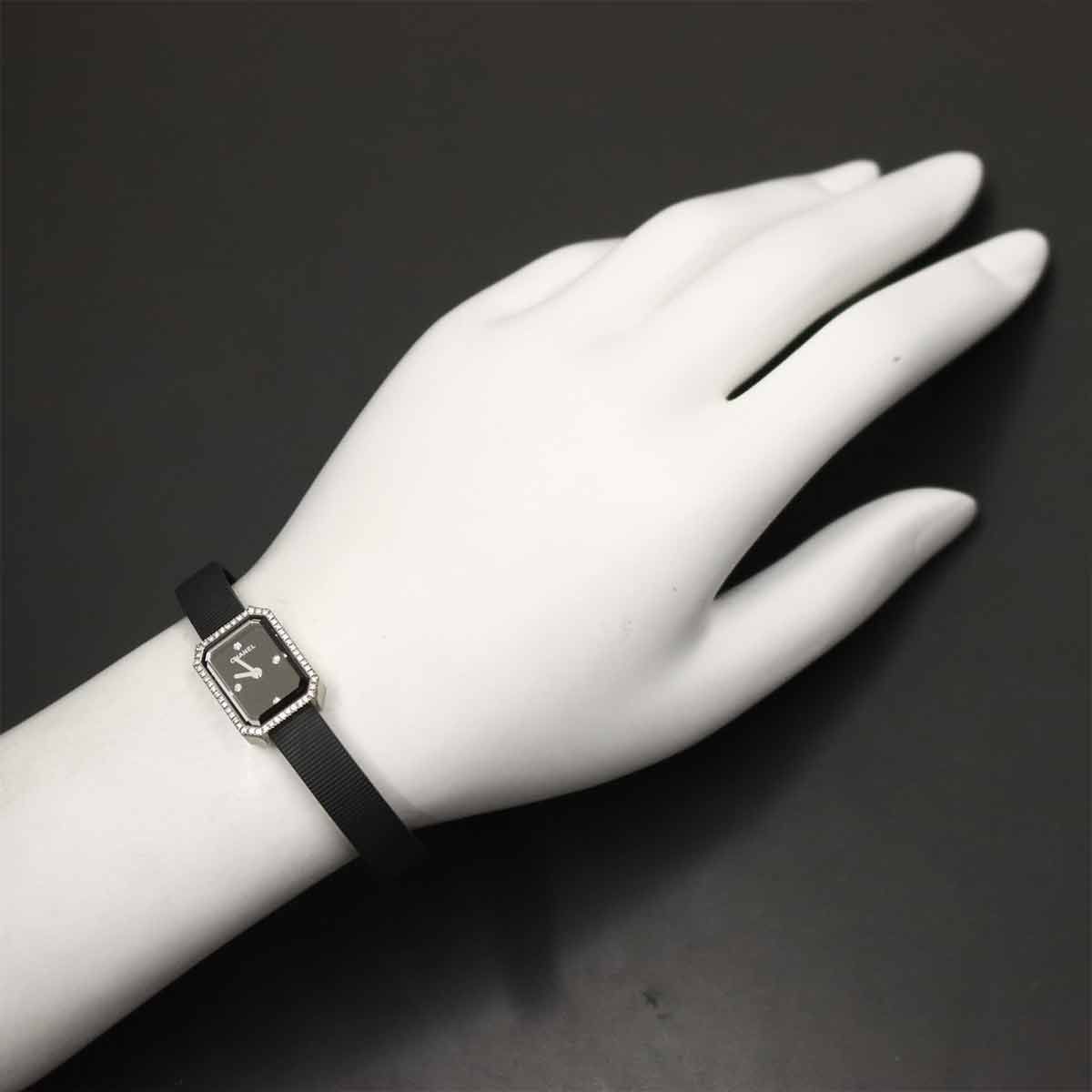 シャネル CHANEL プルミエール H2434 ダイヤベゼル レディース 腕時計 4Pダイヤ ブラック ラバー クォーツ Premiere 90304929 シャネル CHANEL プルミエール H2434 ダイヤベゼル レディース 腕時計