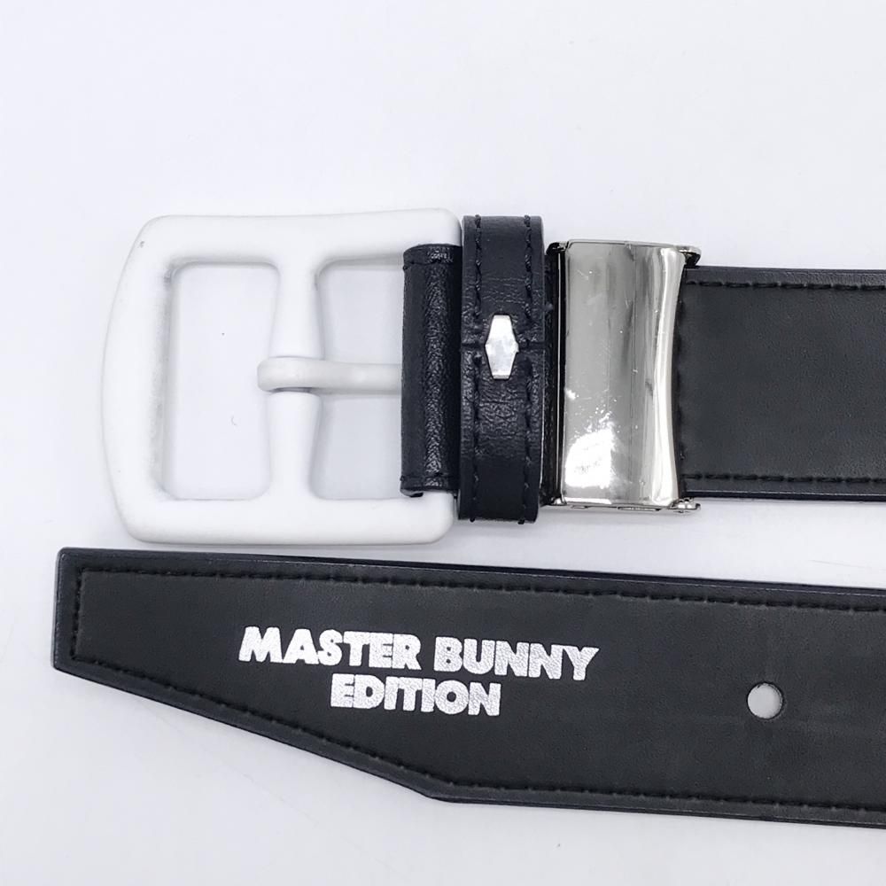 マスターバニー ベルト ネイビー×白 ロゴ型押し レディース ゴルフ