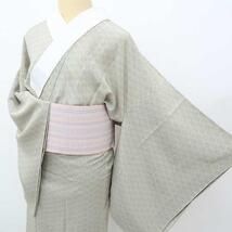 ✾まめ藤✾美品未着用 正絹 着物 袖無双“麻の葉☆アッシュブロンドの
