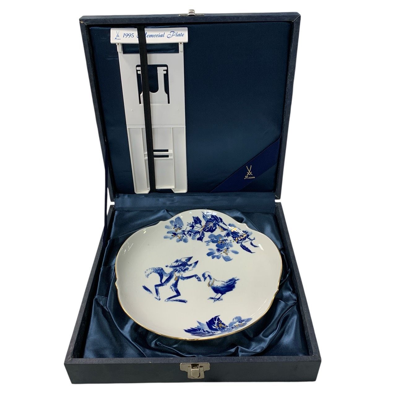 マイセン 1995年 メモリアルプレート 皿 箱付き 説明書 専用スタンド付き ♪3685 Meissen マイセン メモリアルプレート 1995年 ダチョウを盗んだ