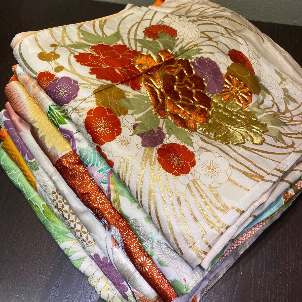 まとめ売り】正絹振袖7枚 リメイク素材 ハンドメイド向け - メルカリ