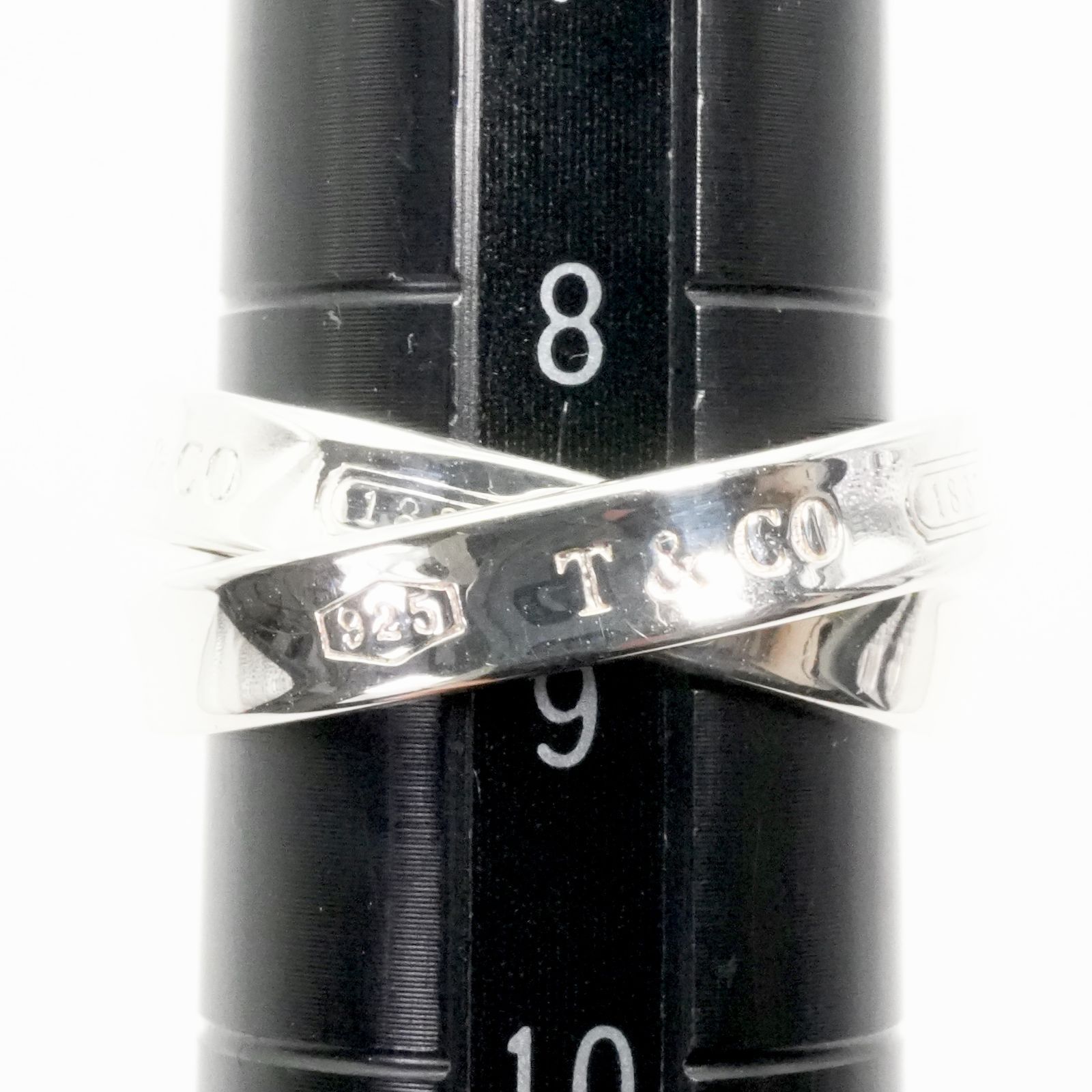 極美品8.5号 ティファニー インターロッキング 2連 リング/25-2356