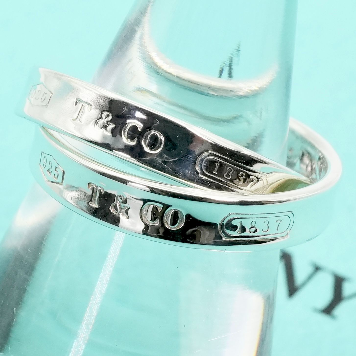 極美品8.5号 ティファニー インターロッキング 2連 リング/25-2356