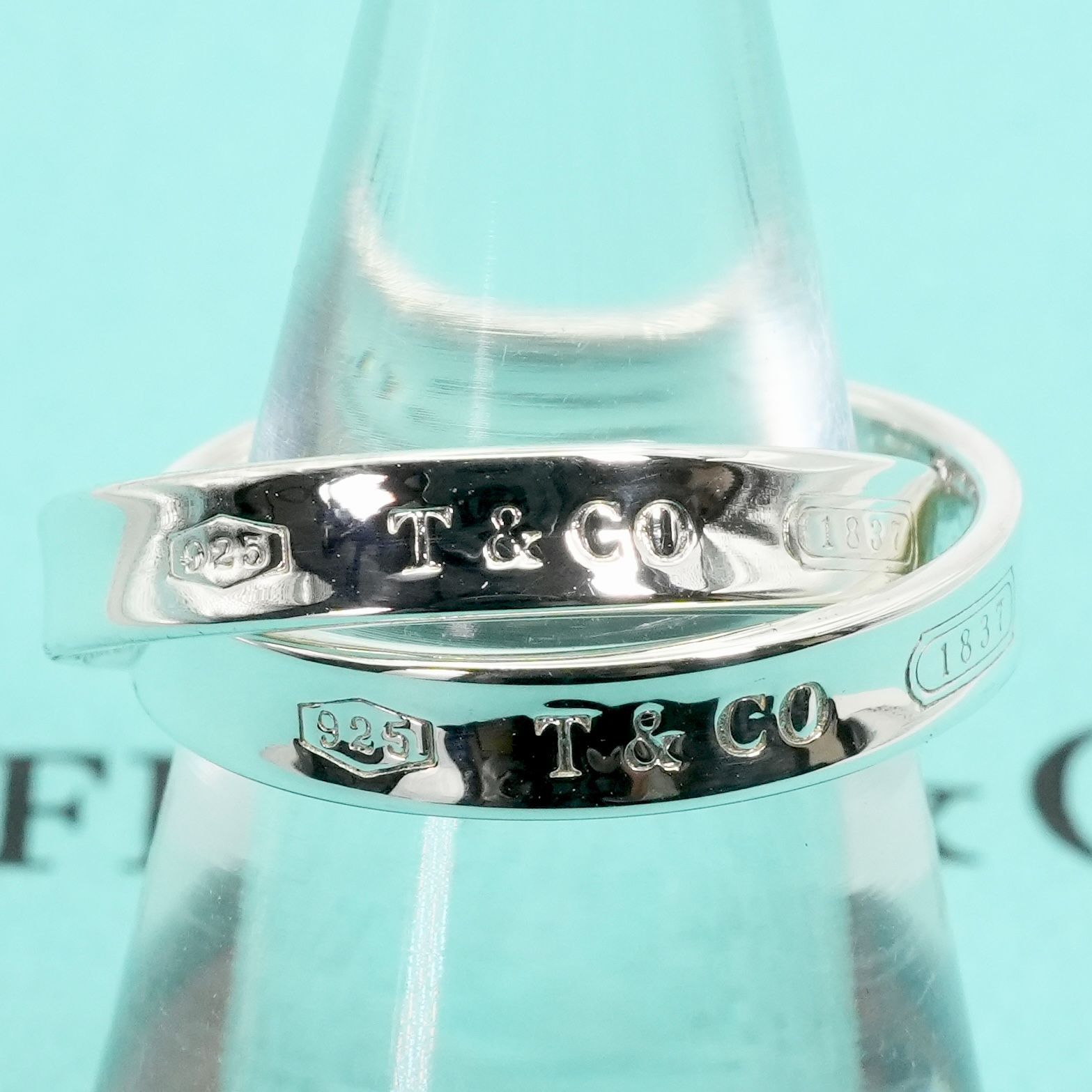 極美品8.5号 ティファニー インターロッキング 2連 リング/25-2356