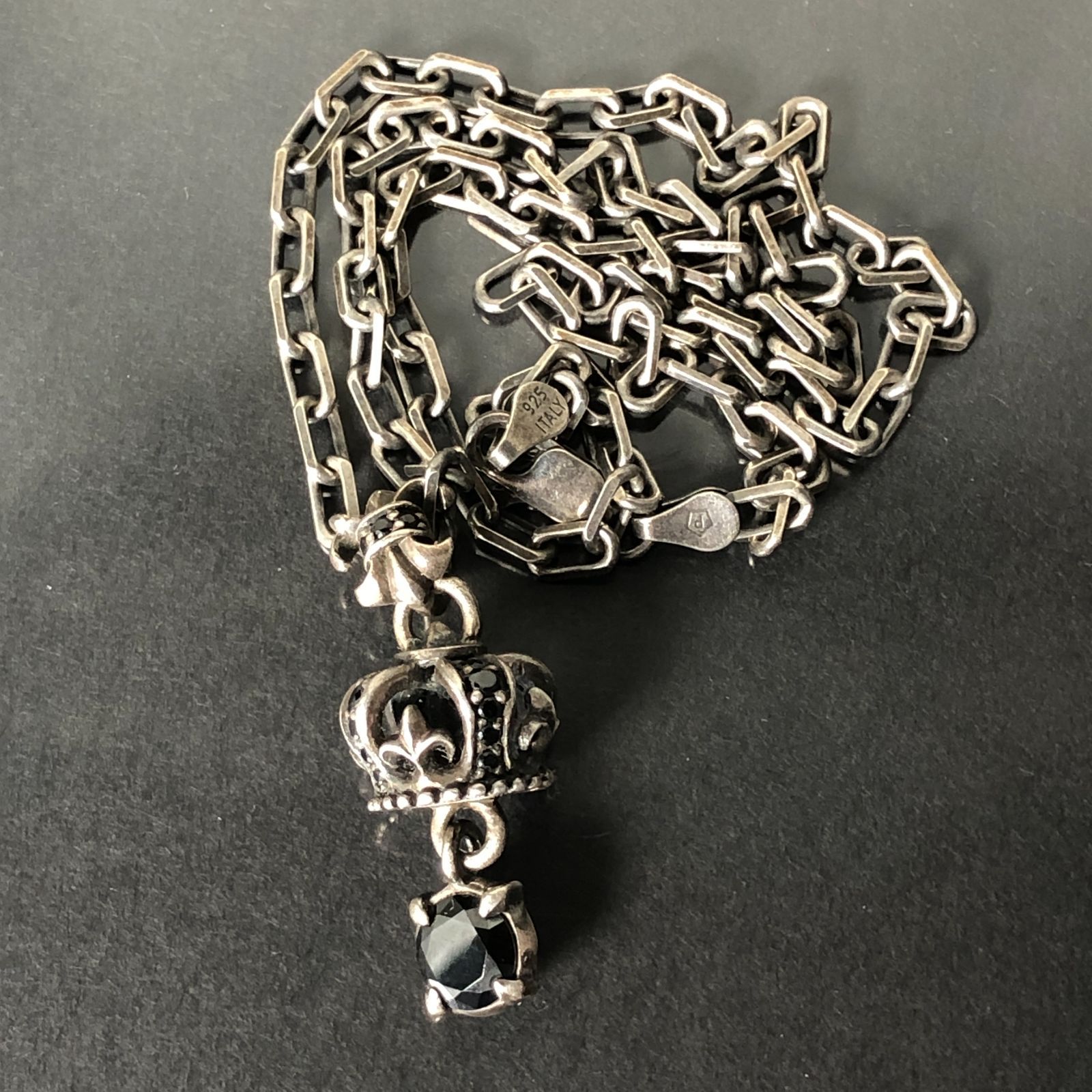 ネックレス SILVER シルバー 925刻印 重量約17g Italy刻印 ジルコニア