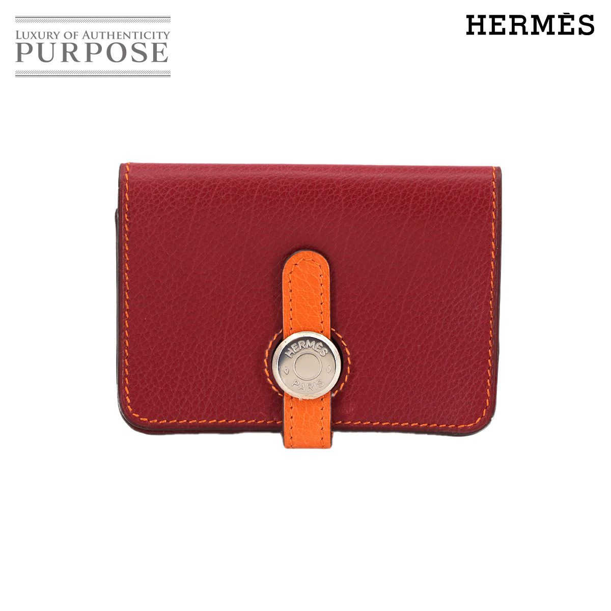 新品同様 エルメス HERMES ドゴン カードケース レザー ルージュ 