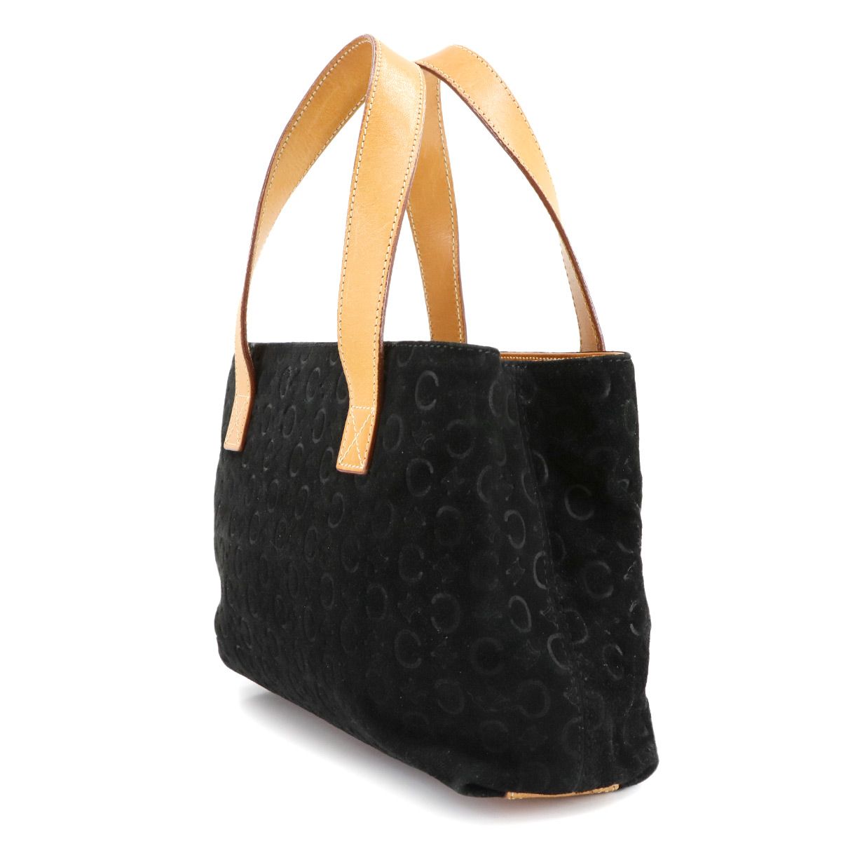 セリーヌ CELINE Cマカダム ハンド バッグ スエード レザー ブラック 