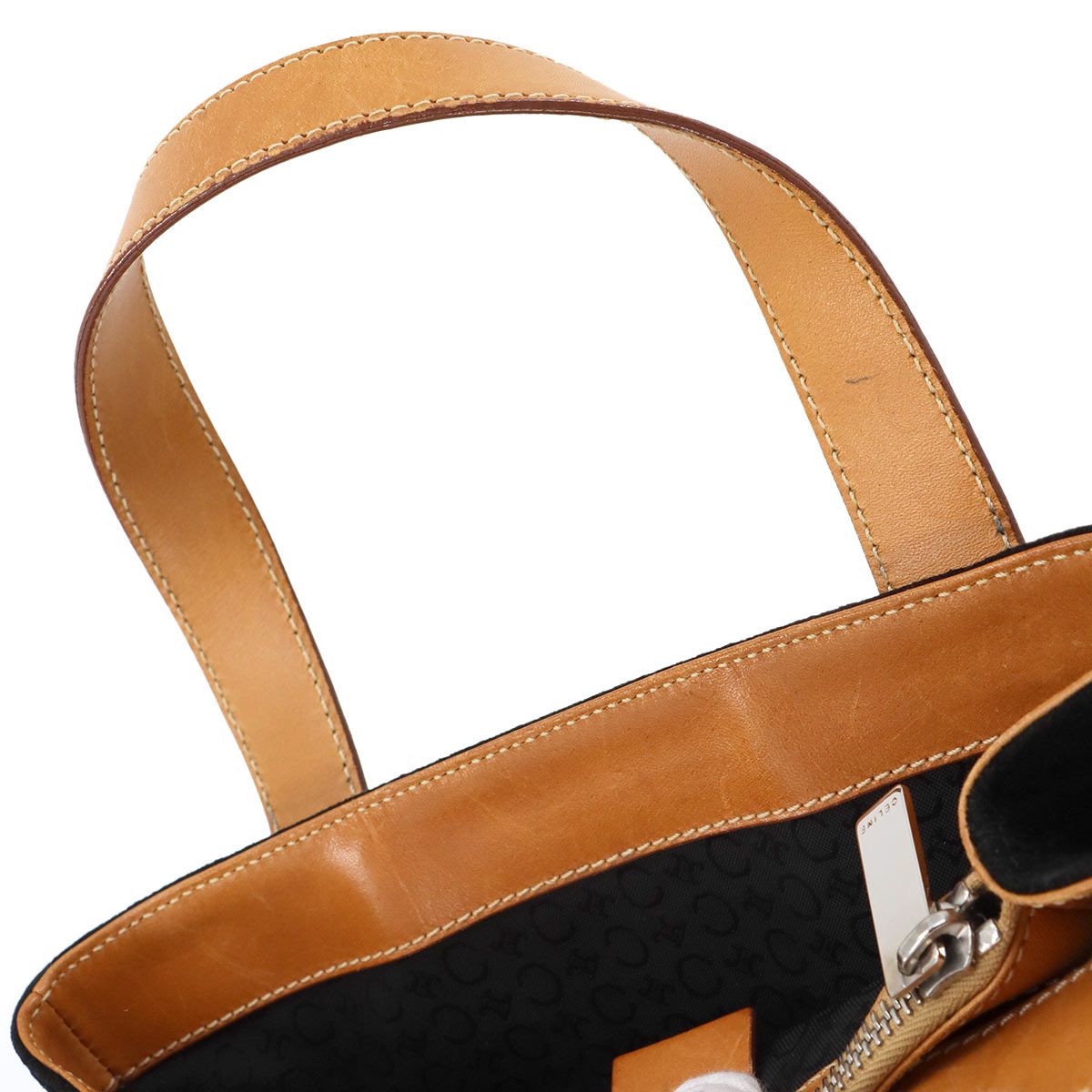 セリーヌ CELINE Cマカダム ハンド バッグ スエード レザー ブラック 