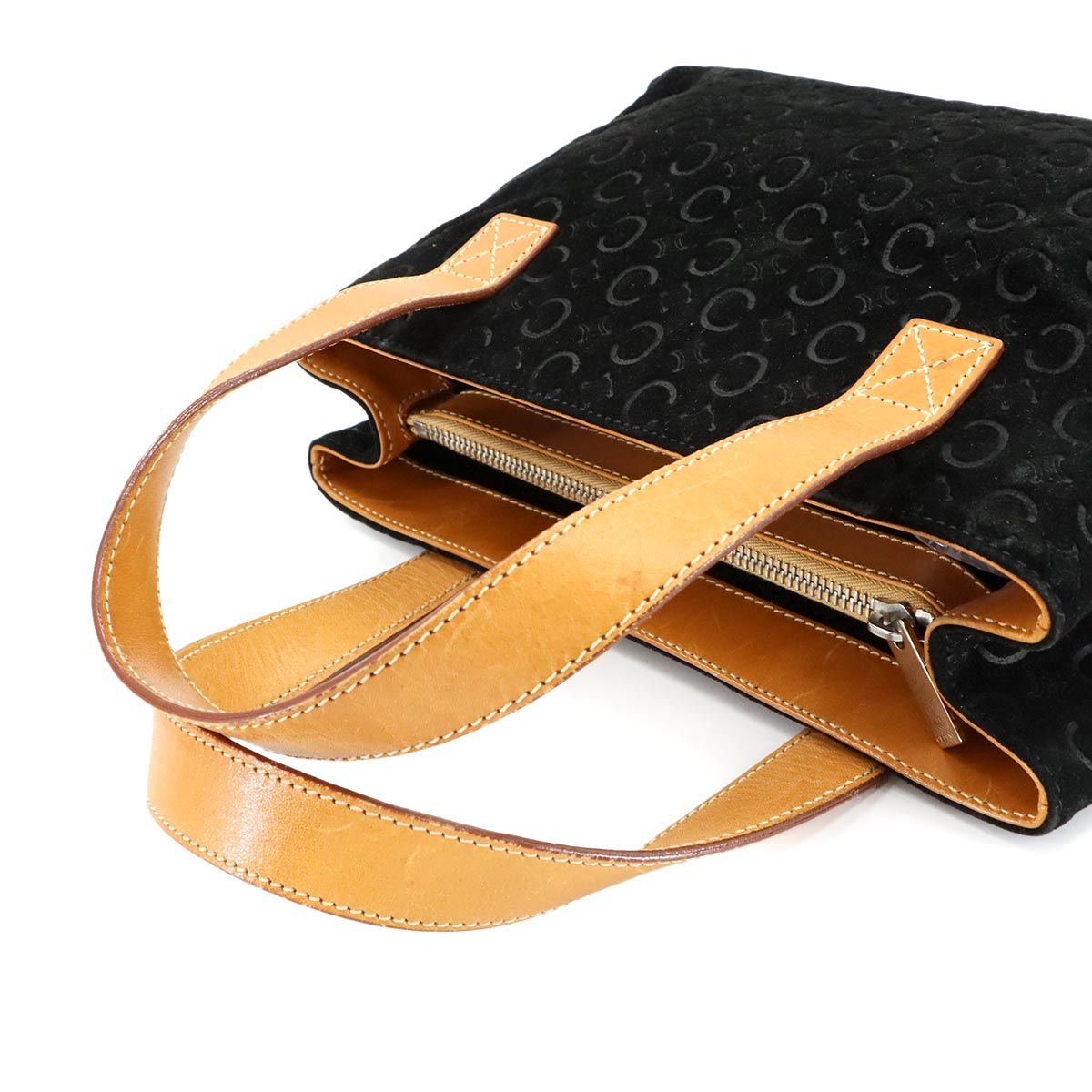 セリーヌ　CELINE スエード　レザーバッグ　ハンドバッグ　Cマカダム　保存袋 セリーヌ CELINE スエード レザーバッグ ハンドバッグ Cマカダム 保存