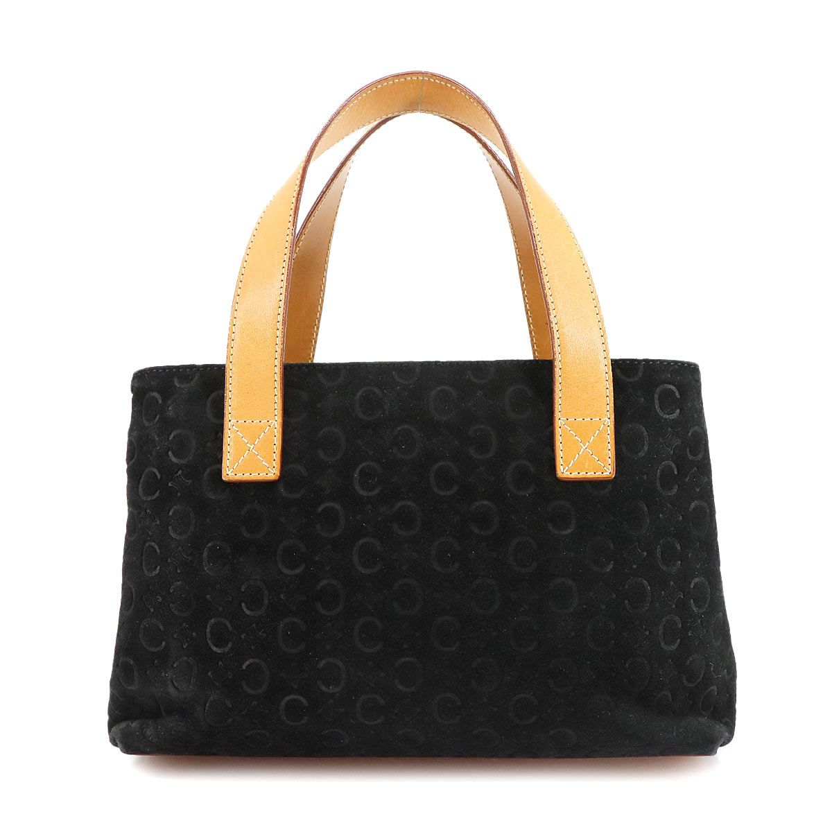 セリーヌ CELINE Cマカダム ハンド バッグ スエード レザー ブラック
