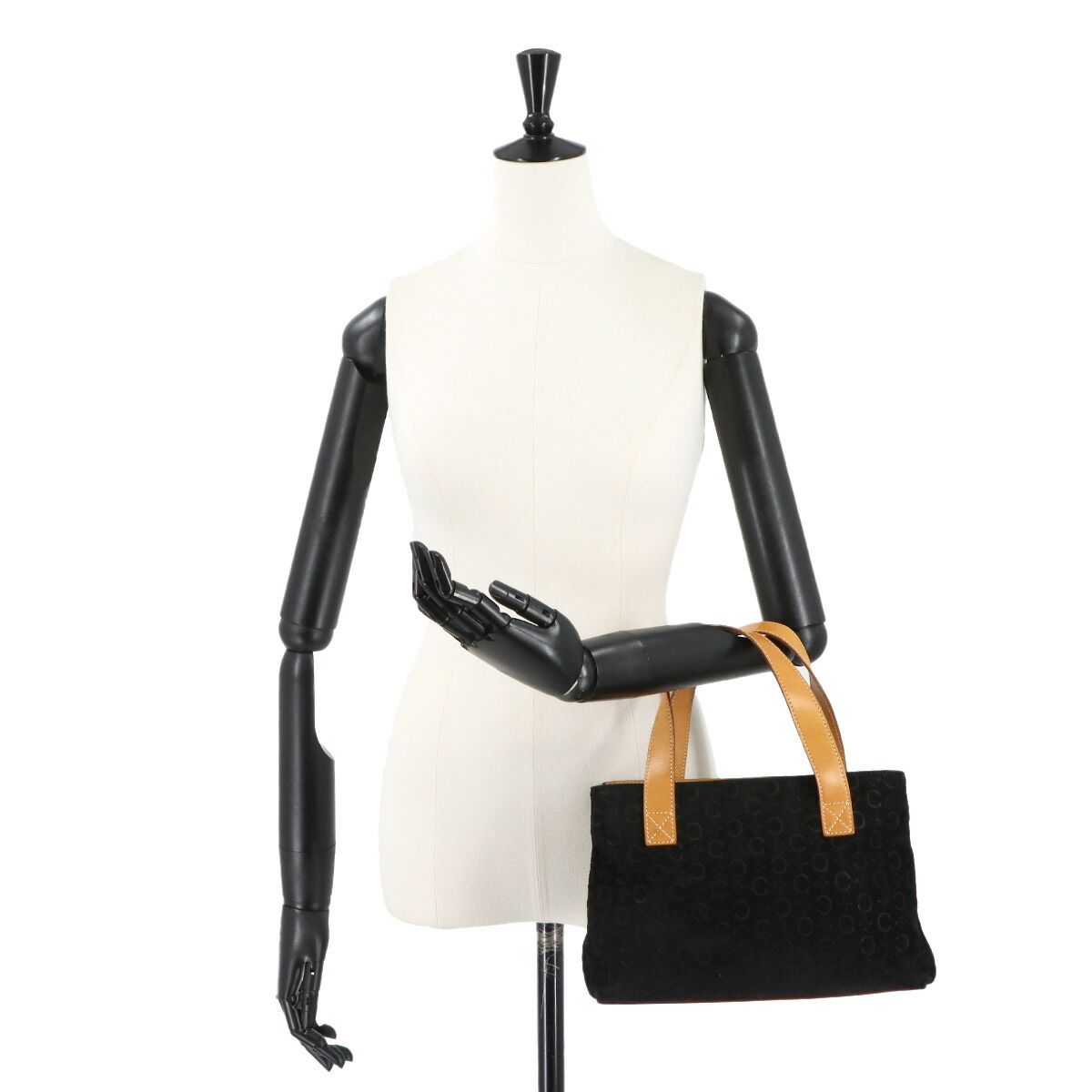 セリーヌ CELINE Cマカダム ハンド バッグ スエード レザー ブラック 