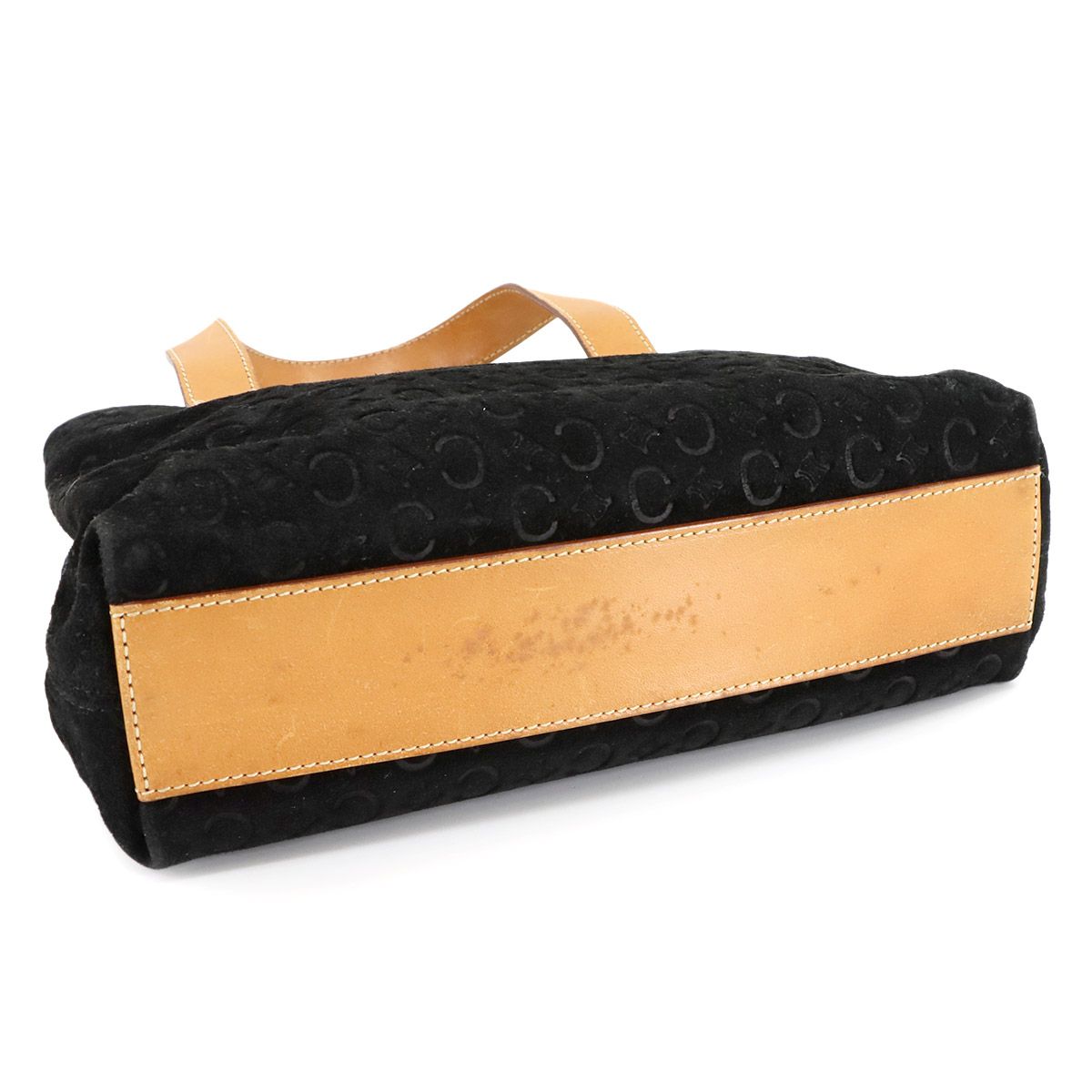 セリーヌ CELINE Cマカダム ハンド バッグ スエード レザー ブラック