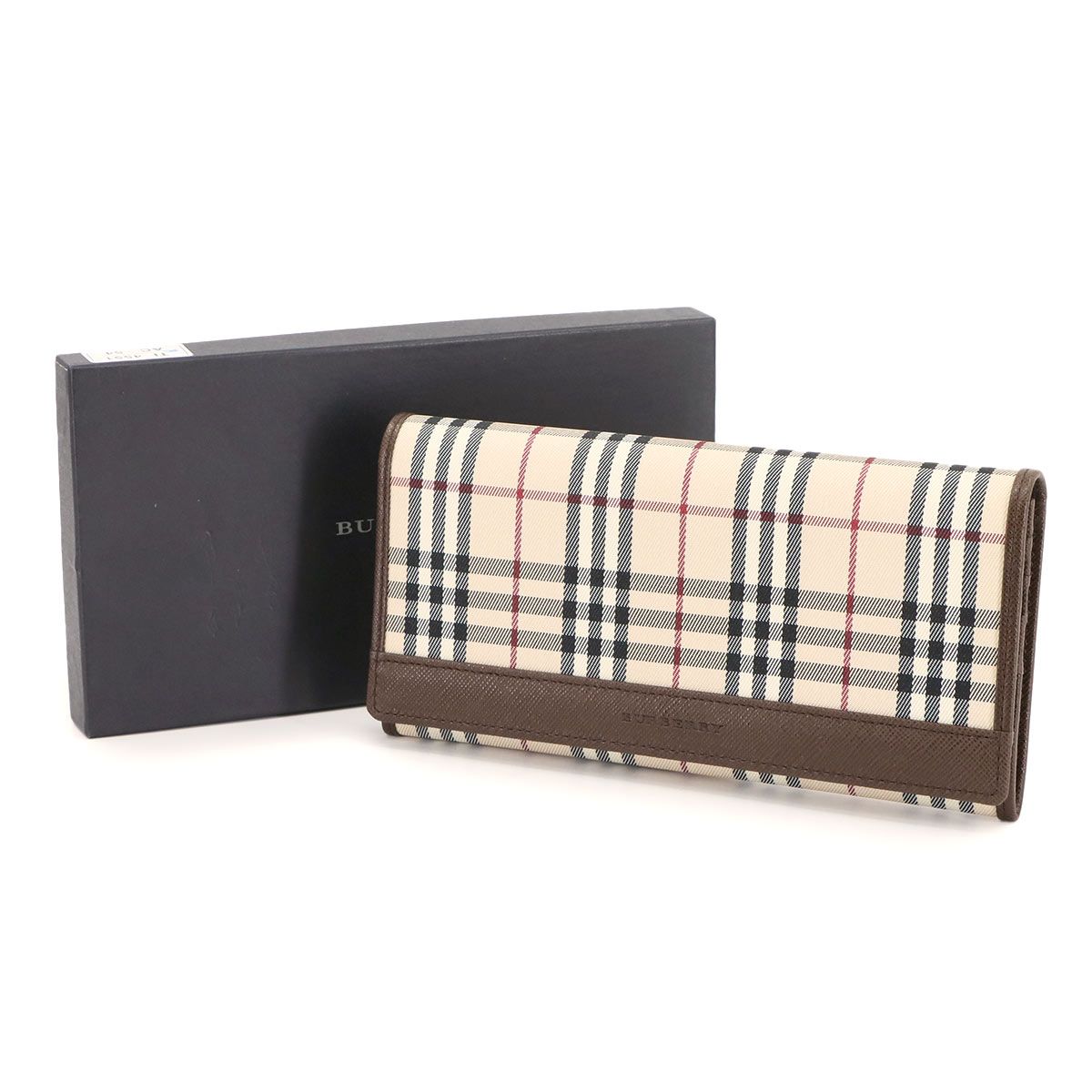 未使用 展示品 バーバリー BURBERRY ノバチェック 二つ折り 長財布