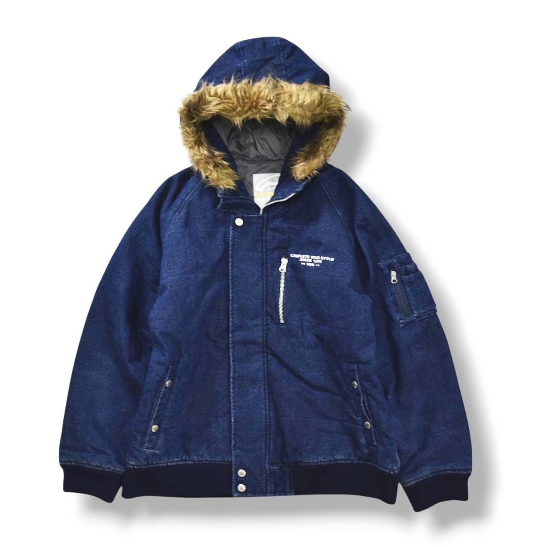 濃紺】 00s ヴィンテージ バンズ VANS フード ファー 中綿 デニム