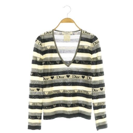 クリスチャンディオール Dior Vネックニット トロッター柄 ウール クリスチャンディオール Christian Dior トロッター柄 ウール Vネック