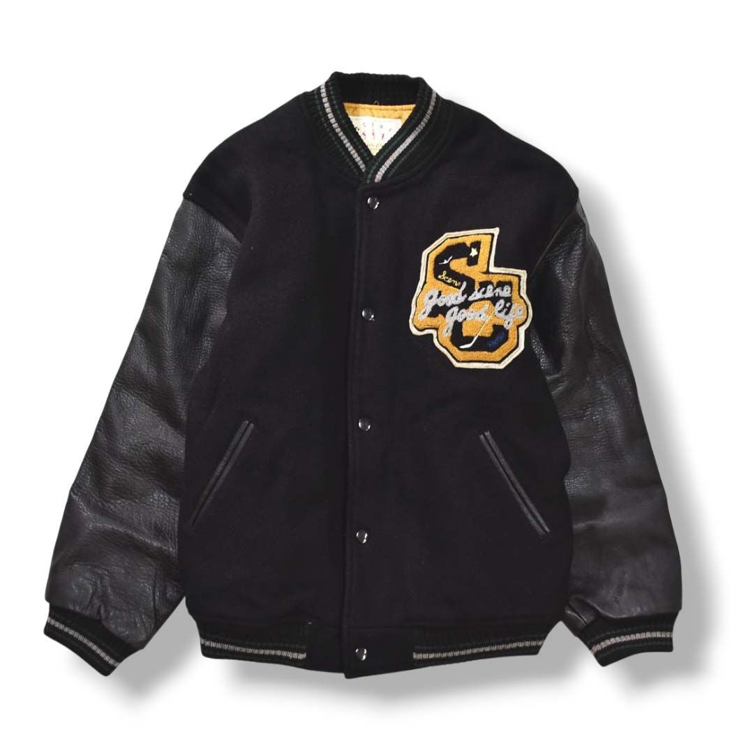 美品　Dehen製JAVA社　ウールメルトン　カウハイドレザー　スタジャン XL 美品 Dehen製JAVA社 ウールメルトン カウハイドレザー スタジャン XL