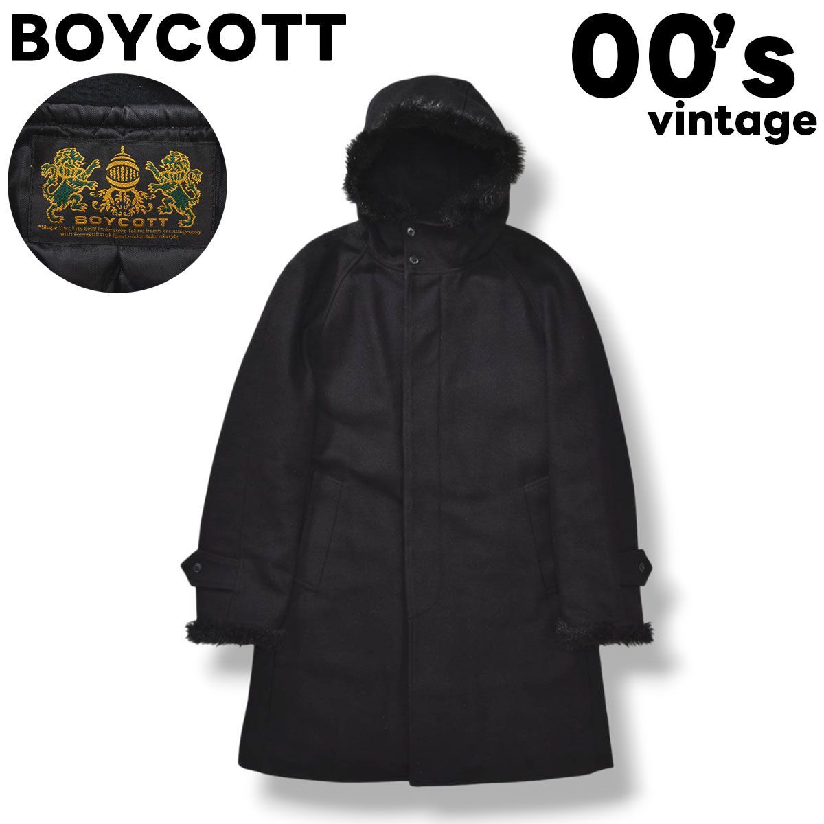 00s archive 日本製 ボイコット BOYCOTT ウール ライク フーデット 