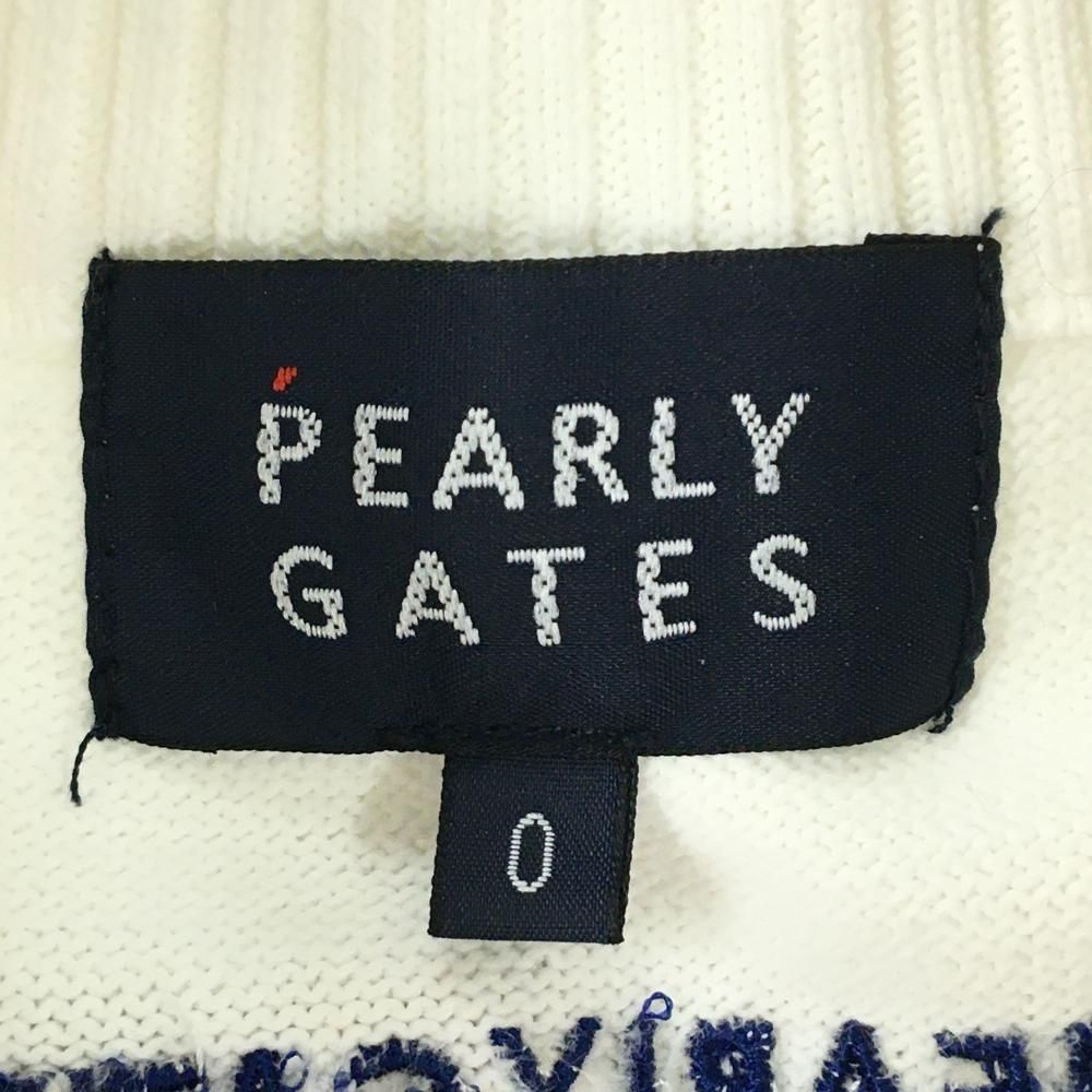 パーリーゲイツ ハイネックセーター 白×ネイビー ロゴ ニット レディース 0(S) ゴルフウェア PEARLY GATES ハイネックセーター パーリーゲイツ 美品パーリーゲイツ ロゴストライプ タートルネックセーター GATES