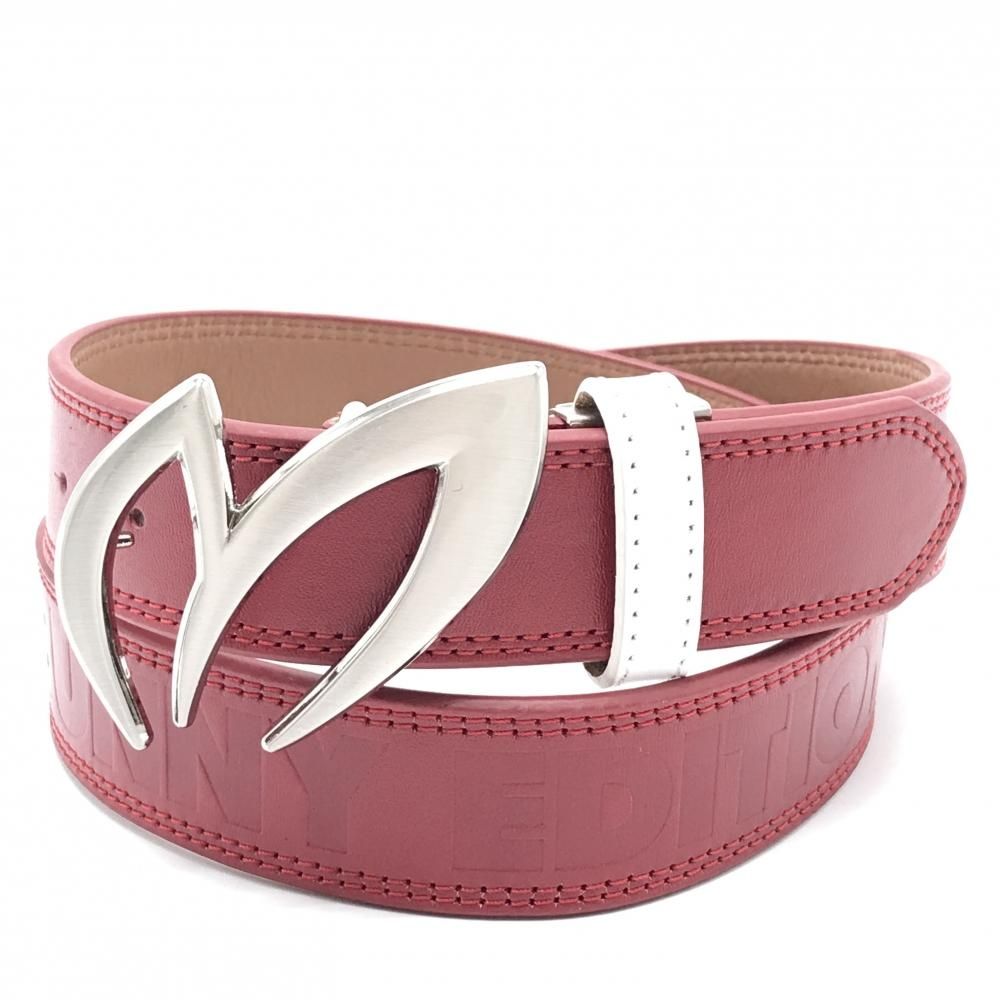 美品】マスターバニー トップ式ベルト レッド ロゴバックル メンズ