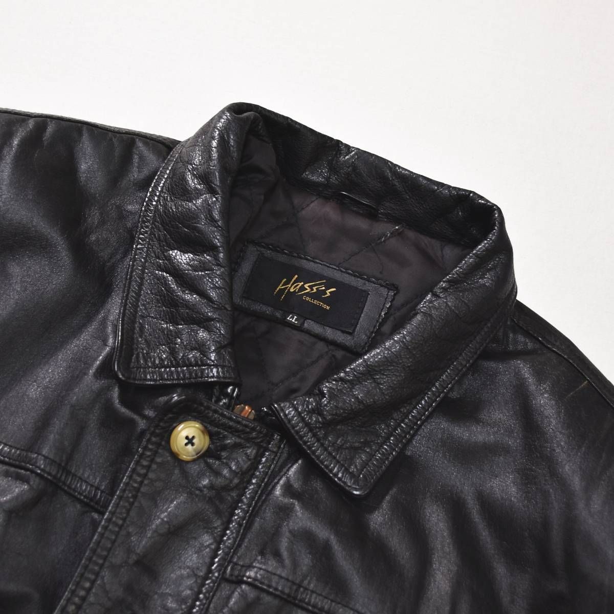 本革】 90s ヴィンテージ Hass's Collection 牛革 カウハイド レザー