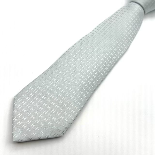 HERMES ファソネ H総柄 ジャガード シルバー ネクタイ 127812 - メルカリ