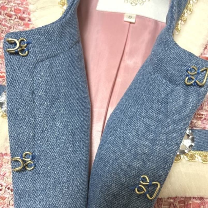Chestyチェスティ20TH Eleganceツイードジャケット CHESTY チェスティ ノーカラージャケット ピンクツィード キラキラ