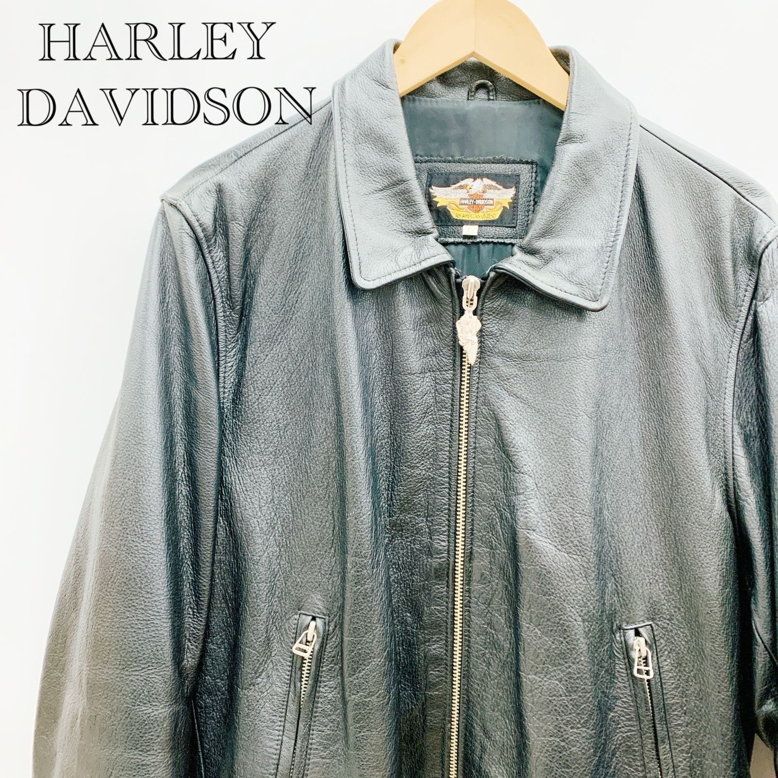 HARLEY DAVIDSON レザージャケット Lサイズ ブラック 羊革 メンズ