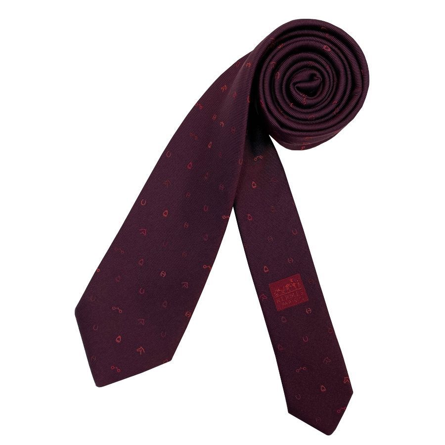 HERMES エルメス　ネクタイ　ソリッドタイ　ワイン　スーツ　シャツ エルメス Hermes HERMES ネクタイ SOIE LOURDE CRAVATE TWILL TIE （(8